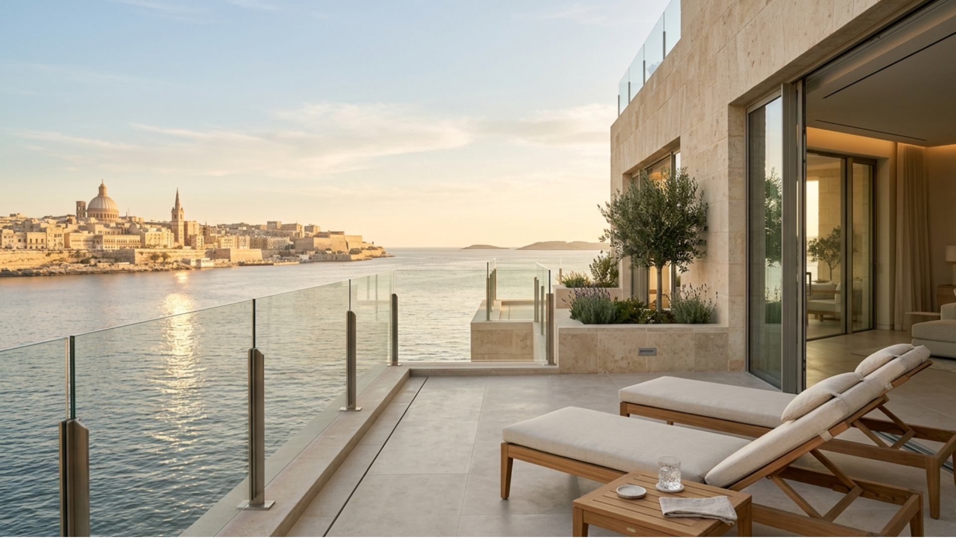 Luxury seafront terrace in Malta